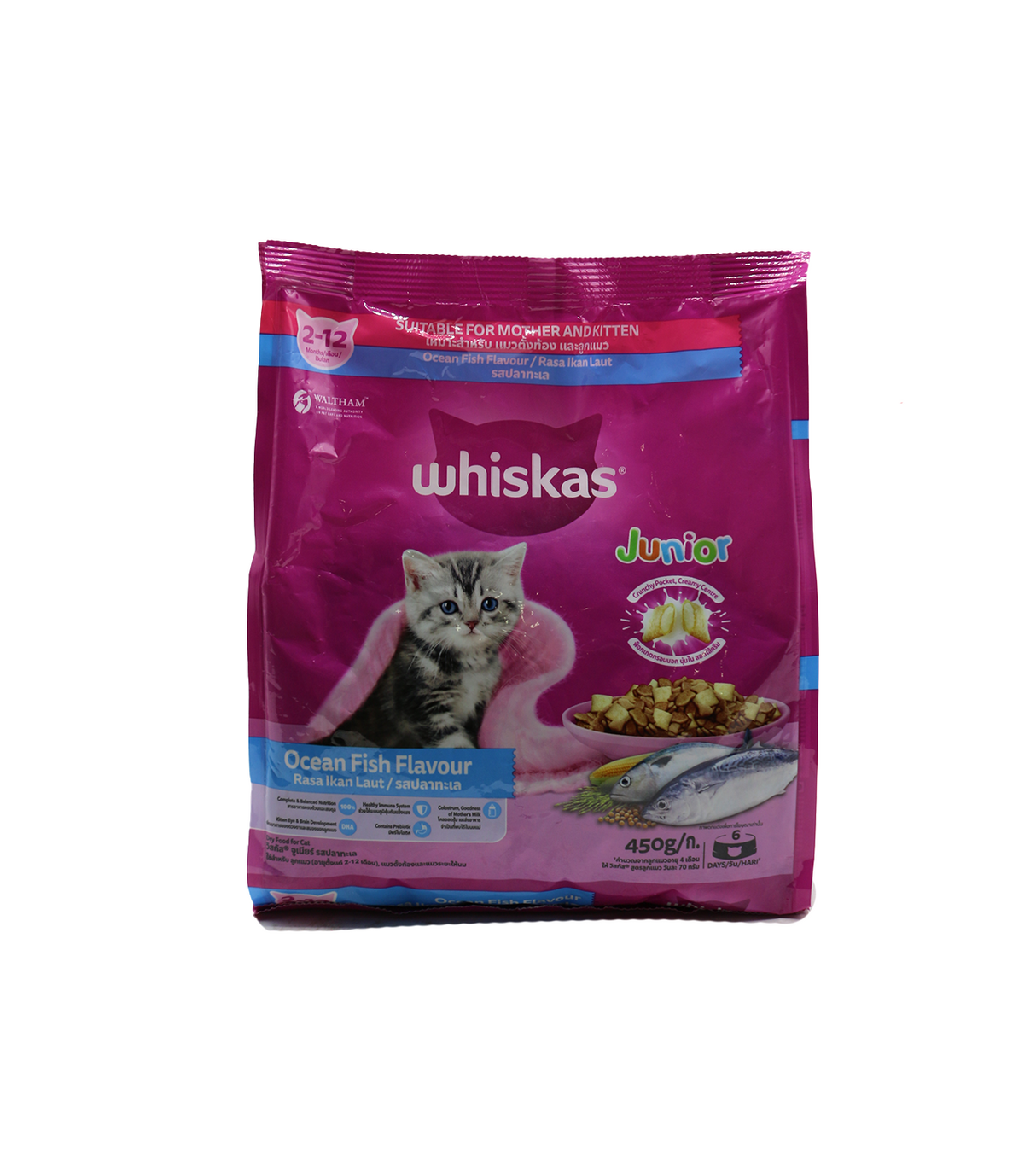 whiskas cat food junior 2-12 ocean fish 450g