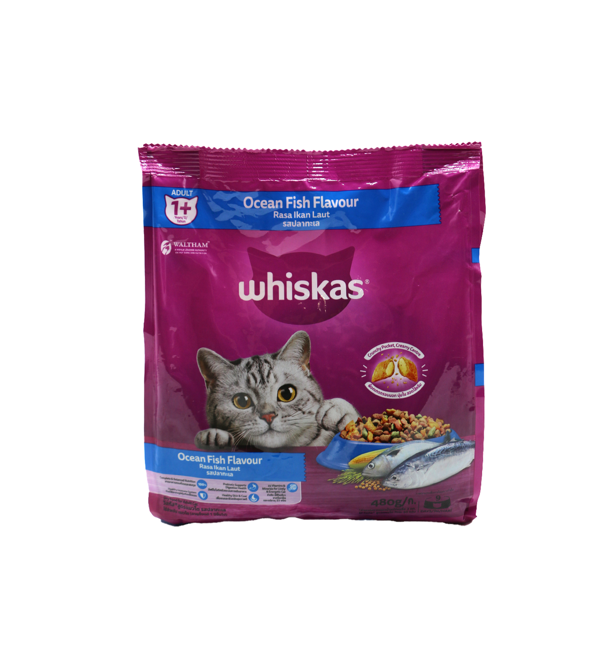 whiskas cat food adult ocean fish 1+ 480g