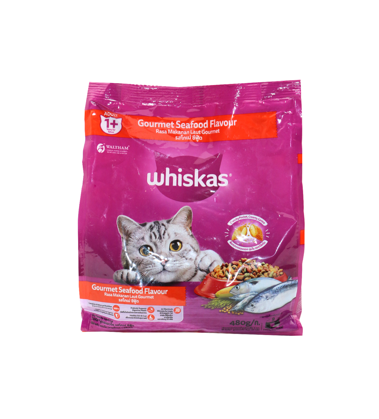 whiskas cat food seafood adult 1+ 480g