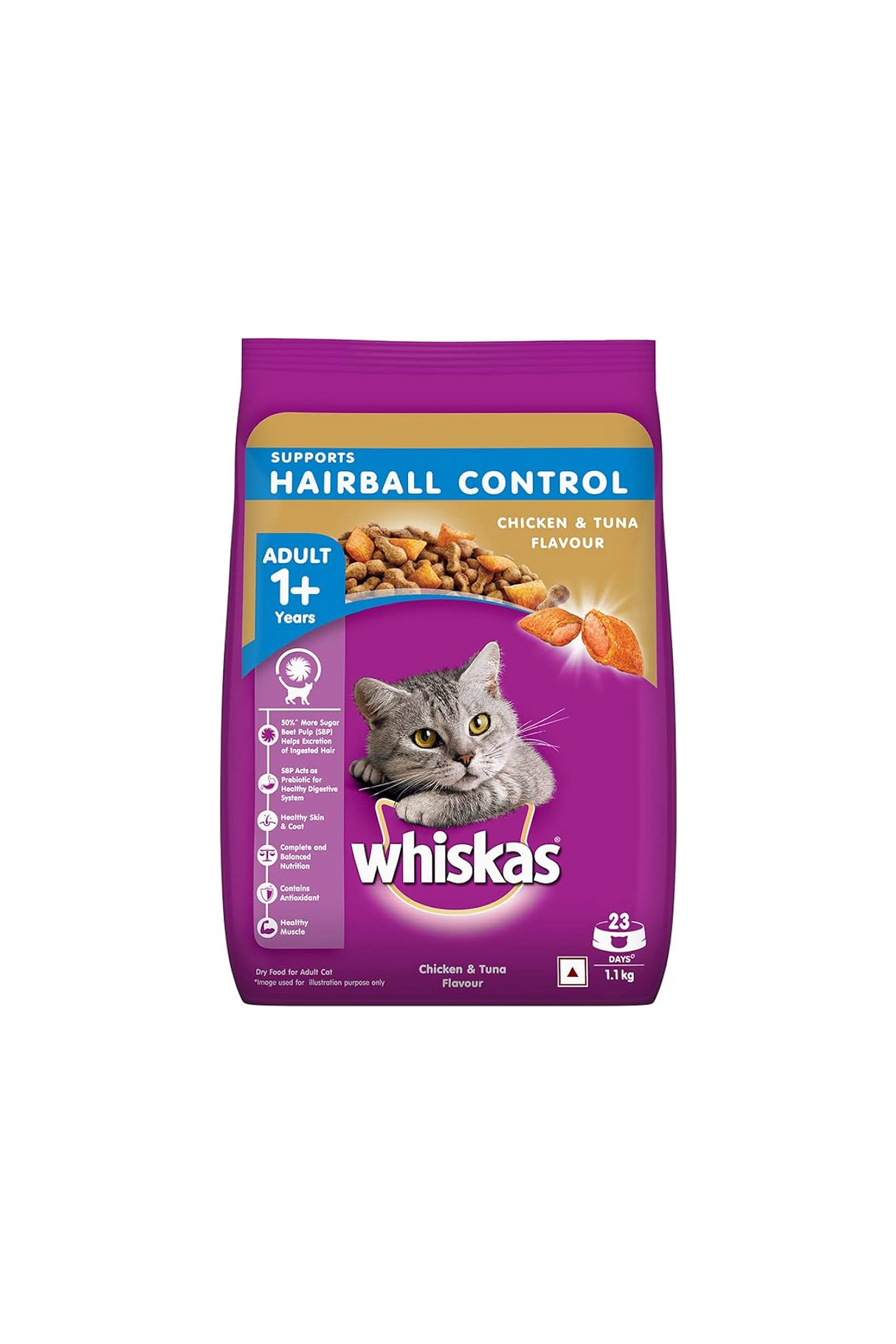 whiskas adult hairball control 1.1kg