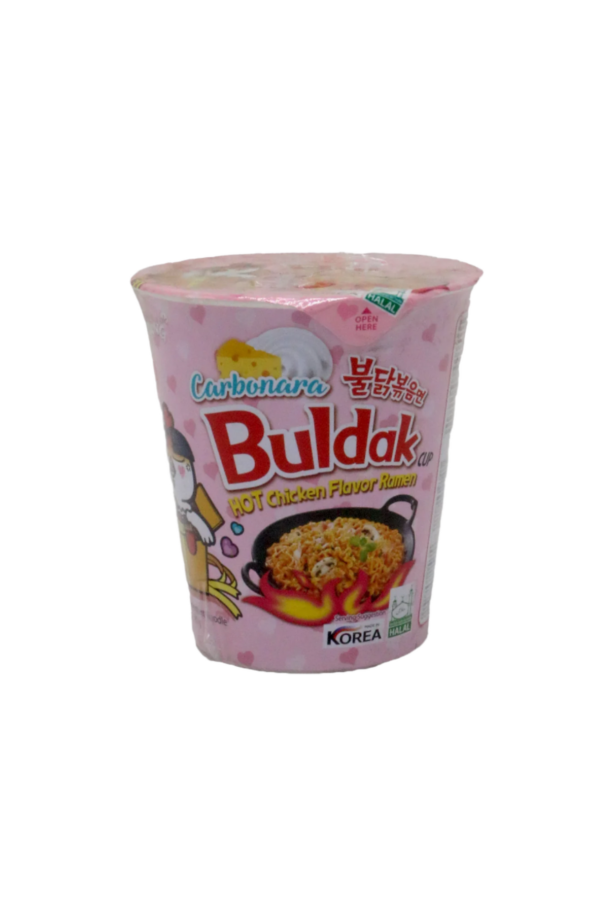 samyang buldak carbonara cup noodle pink 80g korea