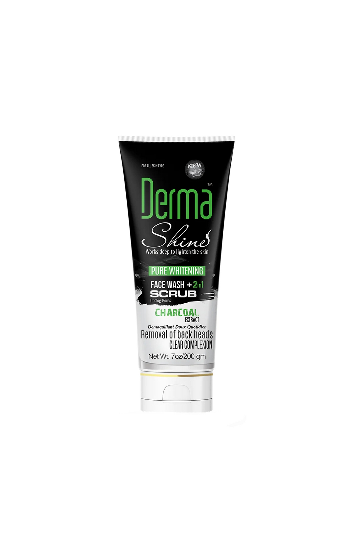 derma shine face wash charcoal 2in1 200ml