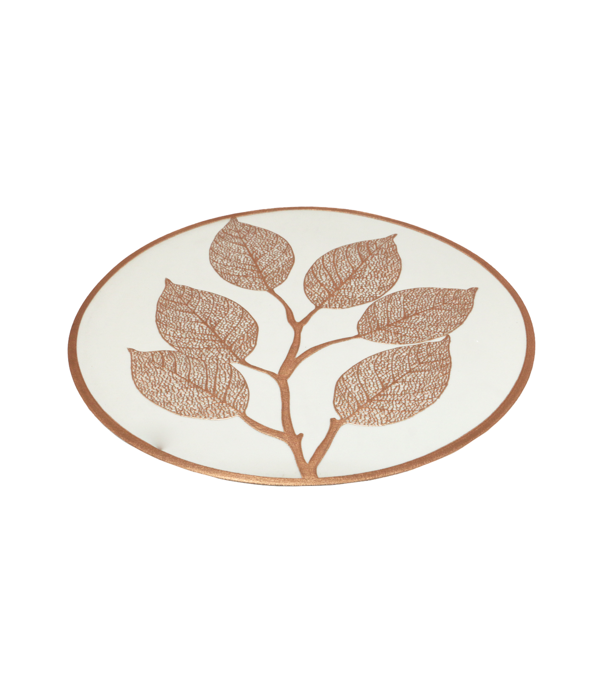 pvc table mat 1pc 38x38cm white & golden leaf china d058