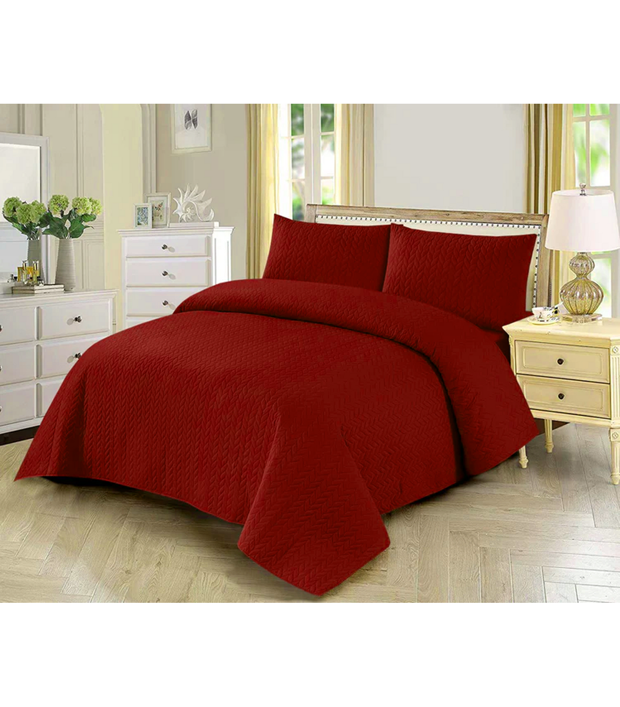 bed sheet 3pc luxury plain red