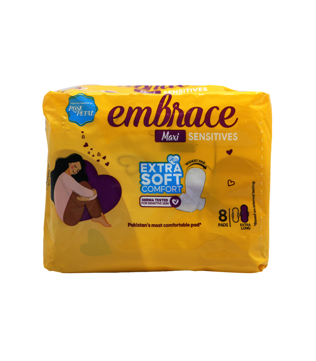 embrace pad maxi sensitives extra long 8pc