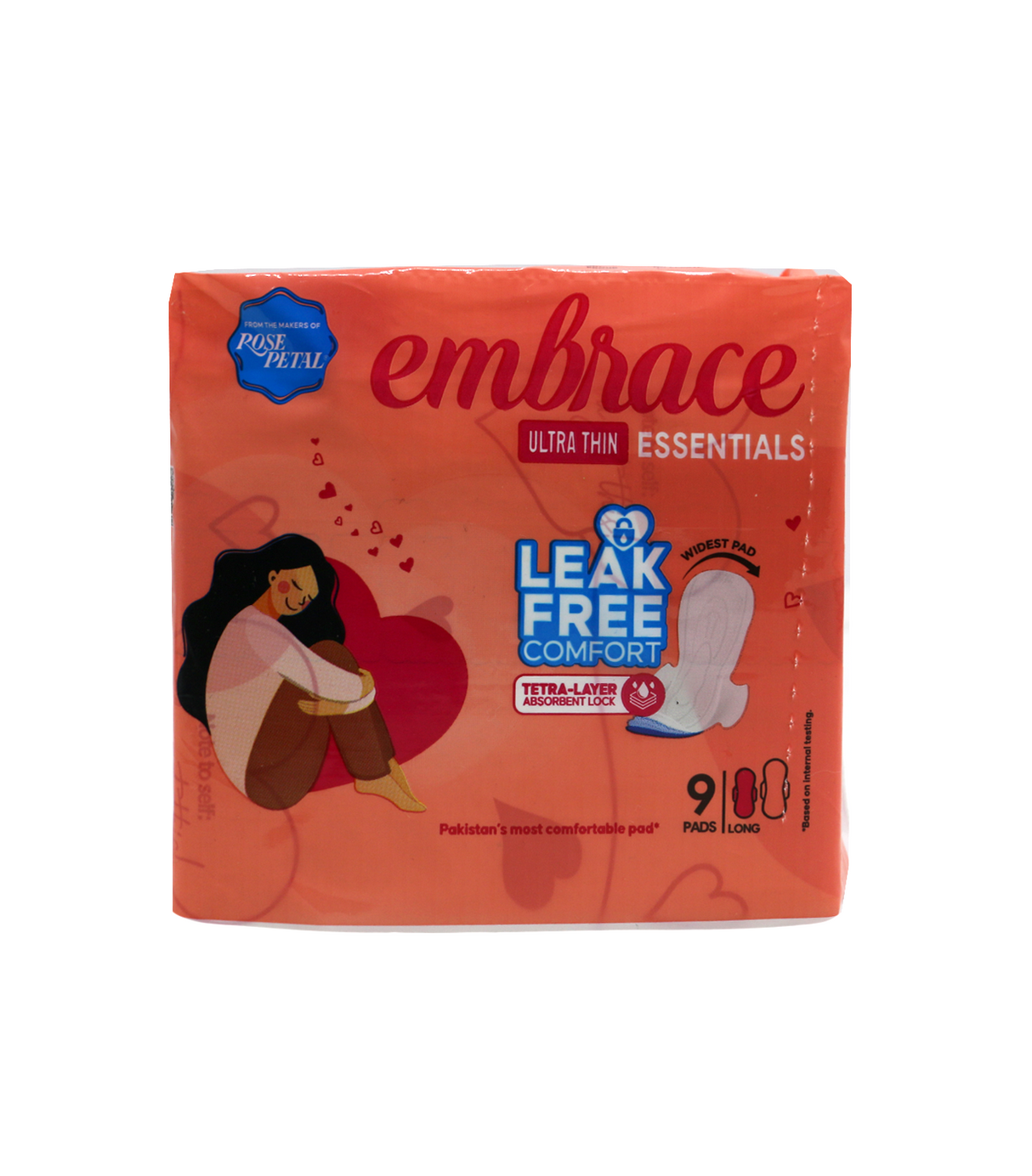 embrace pad ultra thin essentials long 9pc