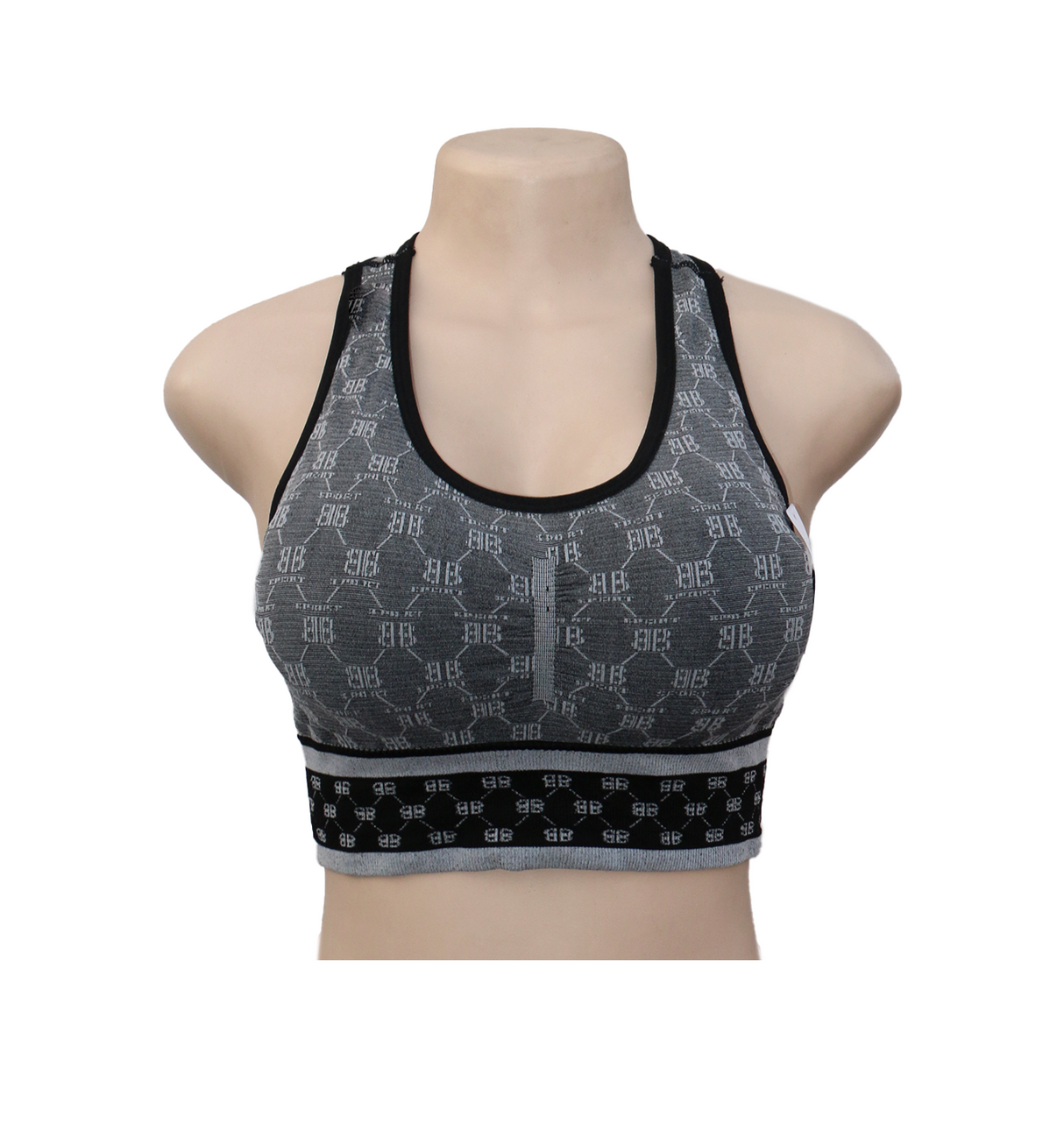 bra sports self printed black 3087