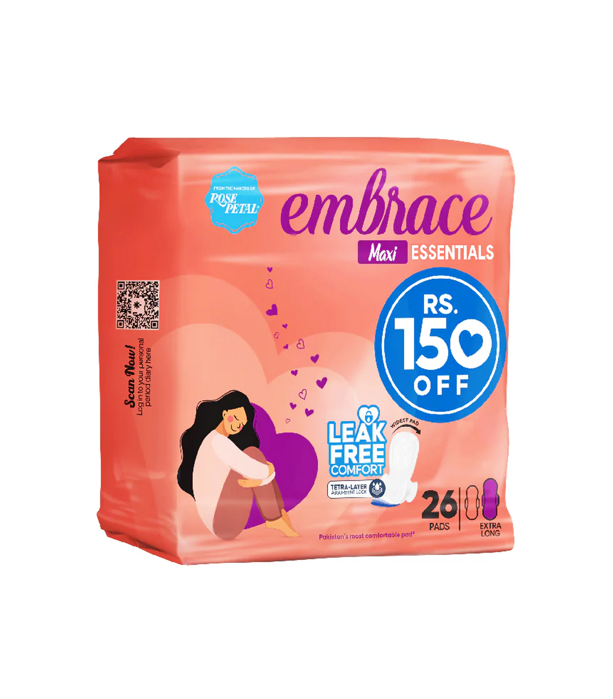 embrace pad maxi essentials extra long 26pc