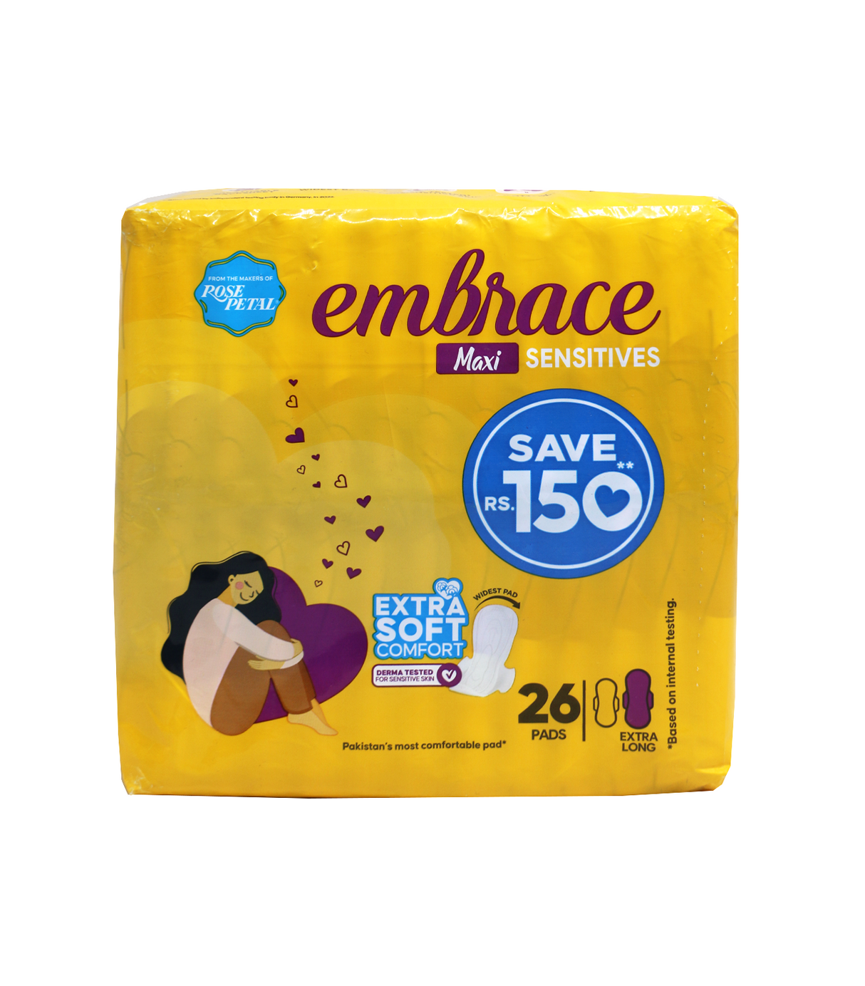 embrace pad maxi sensitives extra long 26p