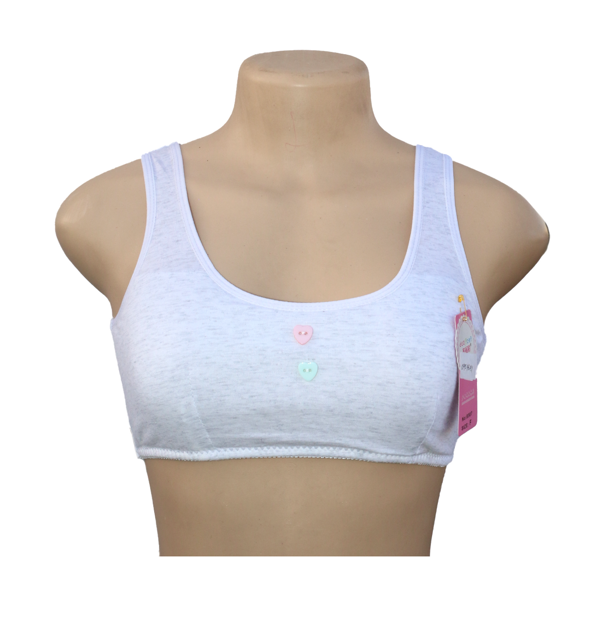 teenage training cotton bra for girls light gray 8507