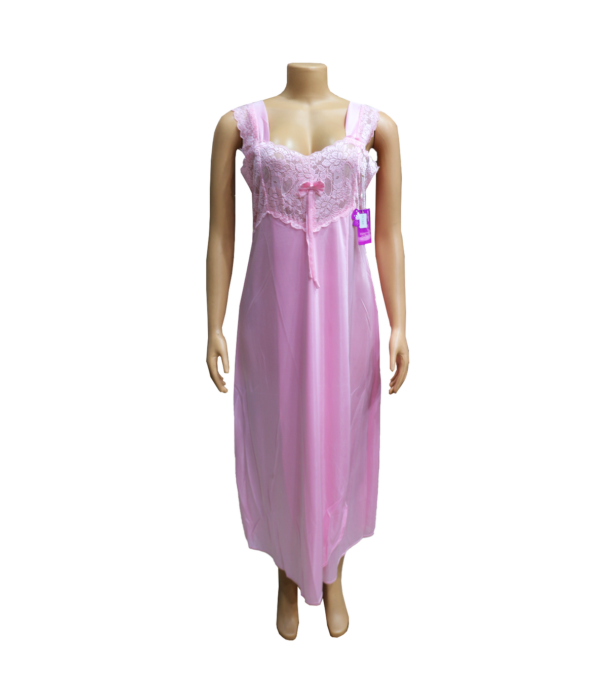 nighty silk long 1 pc baby pink