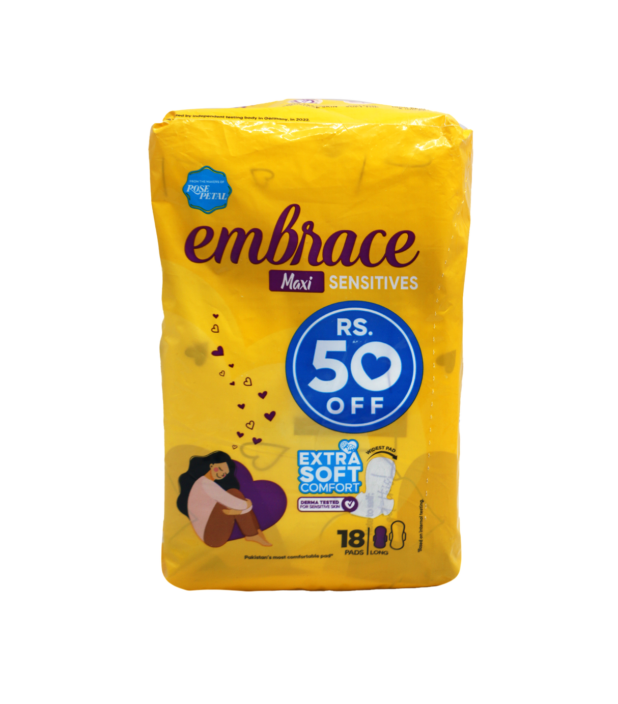 embrace pad maxi sensitives extra long 18pc