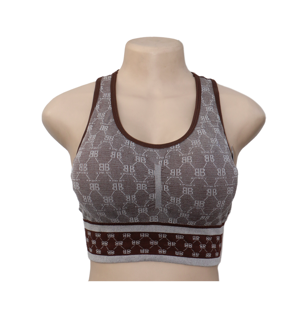 bra sports self printed brown 3087