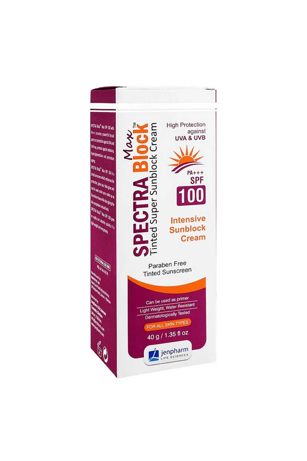 jenpharm crm sunblock spectra block max spf100 40g