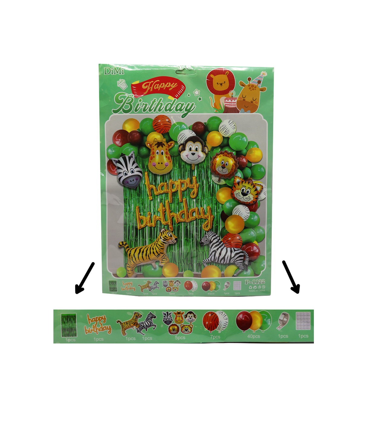 birthday jungle animal theme 5 conjoined letter & 40 balloon