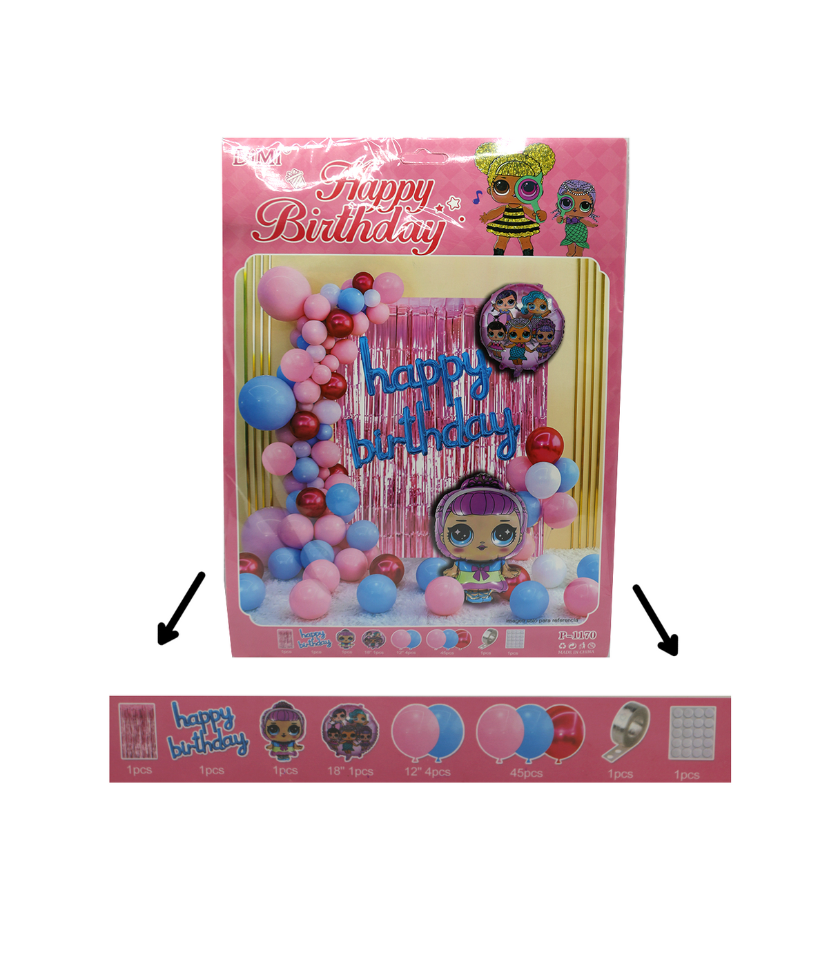 happy birthday theme lol doll for girls 69pc