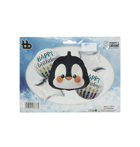 foil balloon 5pc penguin for boys