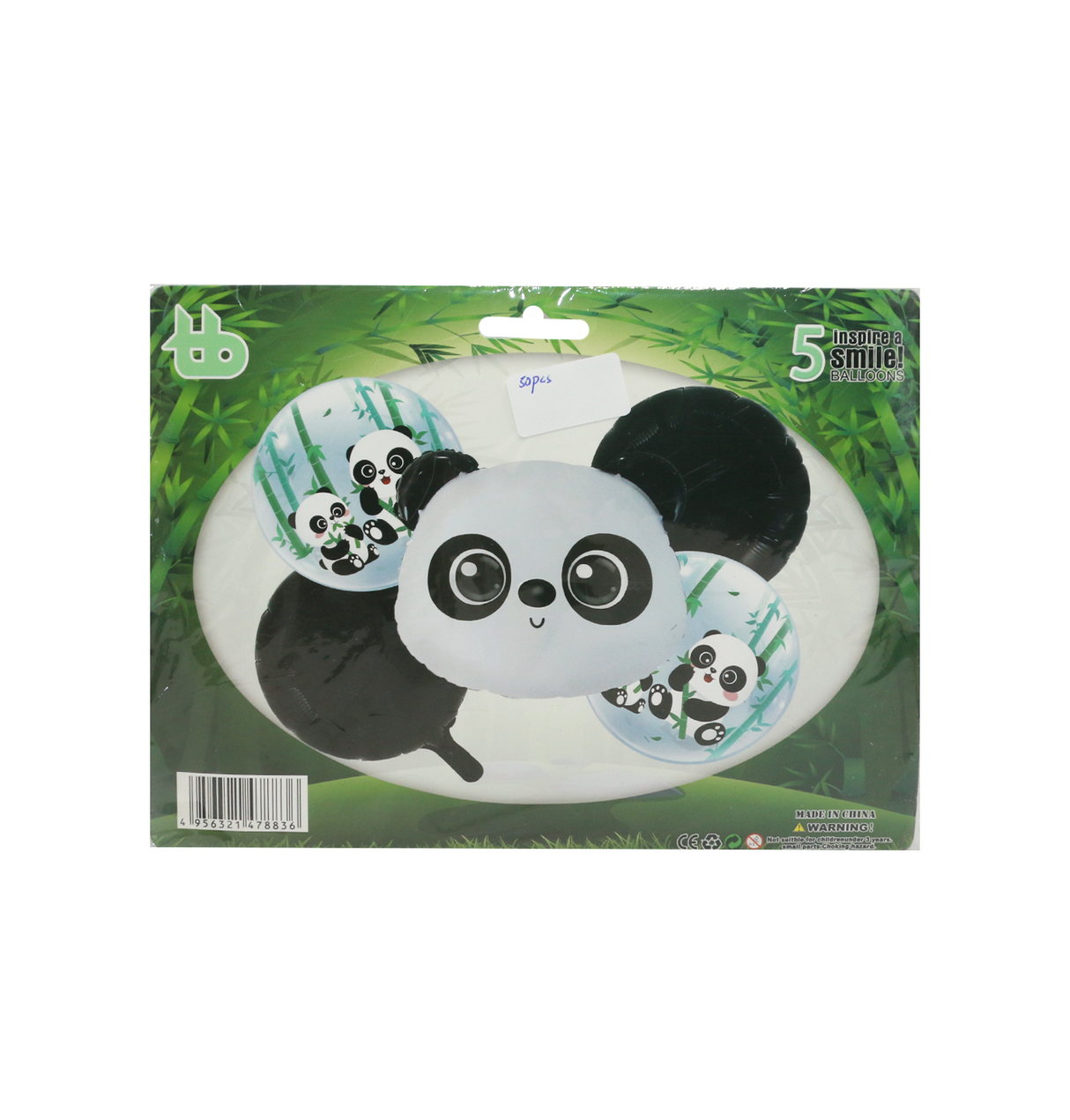 foil balloon 5pc panda for boys