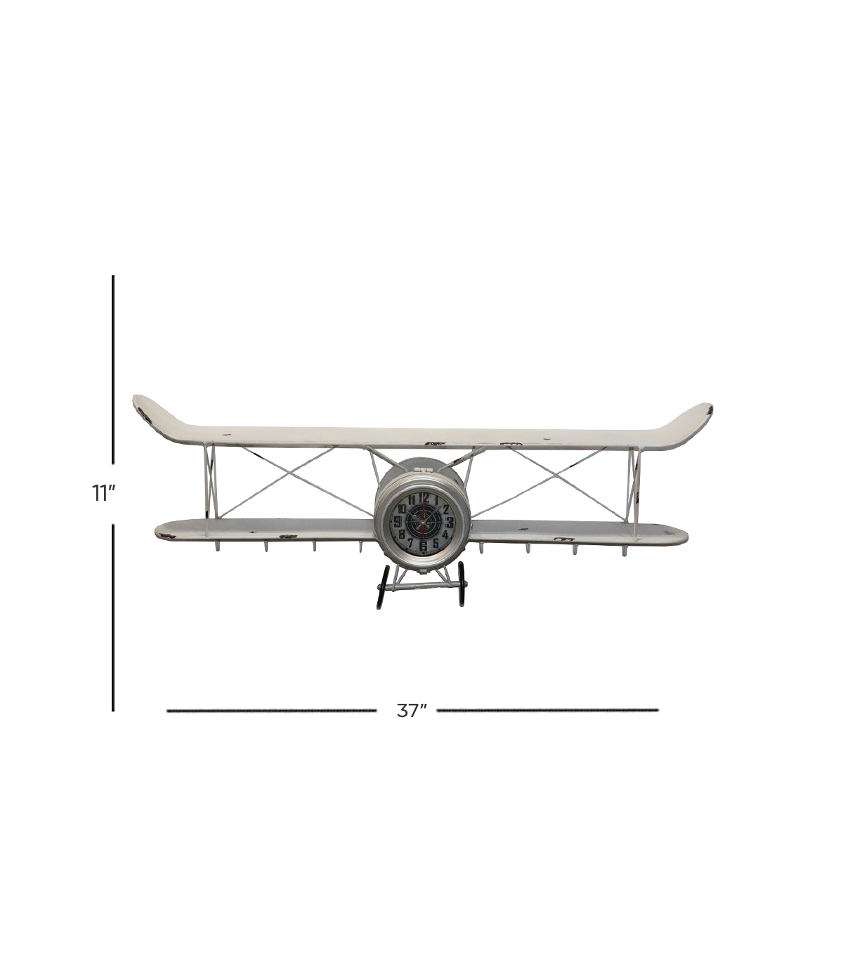 antique metal plane with shelf clock 11''x37'' china d974