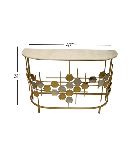 console table metal golden marble 31"x47" china 2056 d201