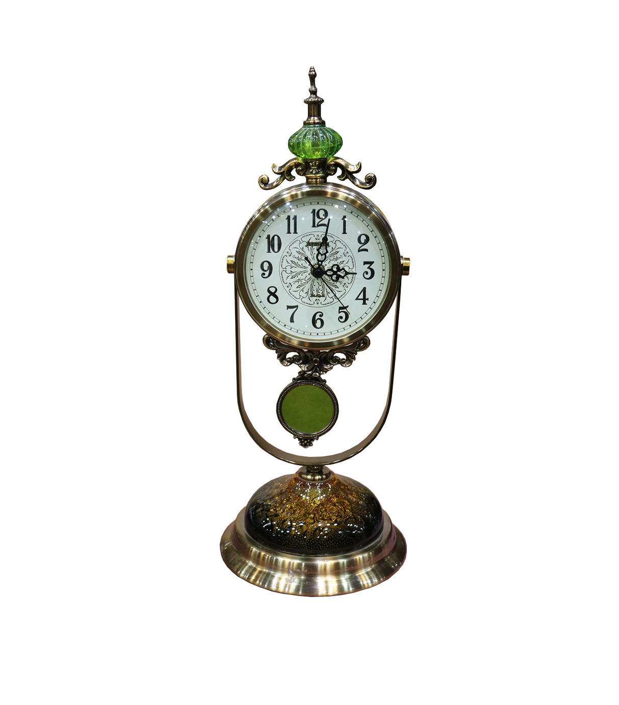 vintage table clock with pendulum 19.5"x8" china d248