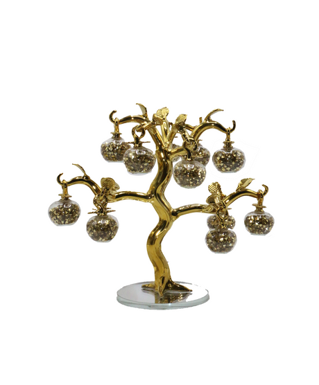 crystal golden tree with stone applel 10"x12" china d797