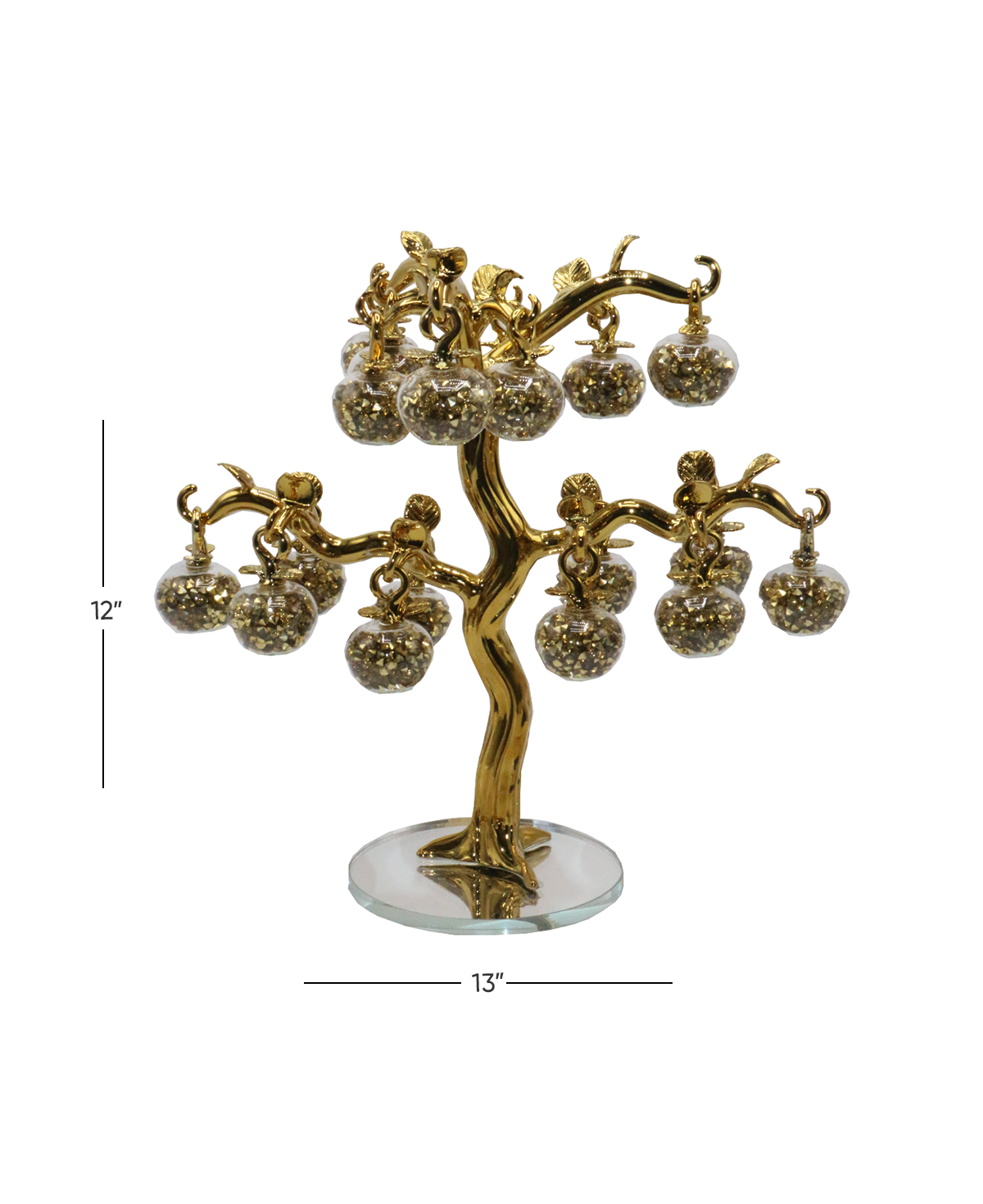 crystal golden tree with stone applel 12"x13" china d799