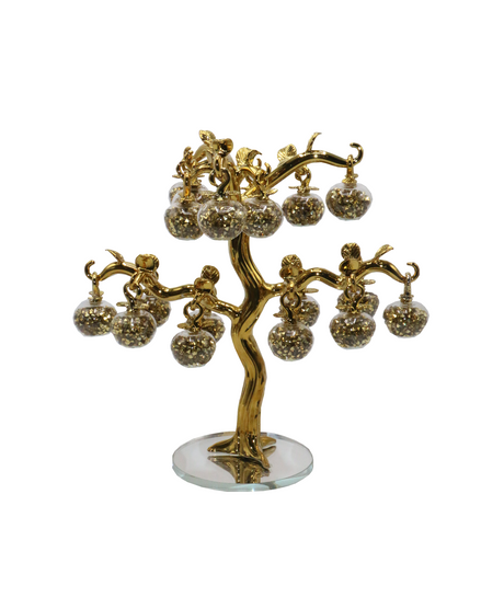 crystal golden tree with stone applel 12"x13" china d799