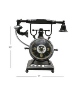 antiqe look metal telephone & clock 9.5"x11" f02b