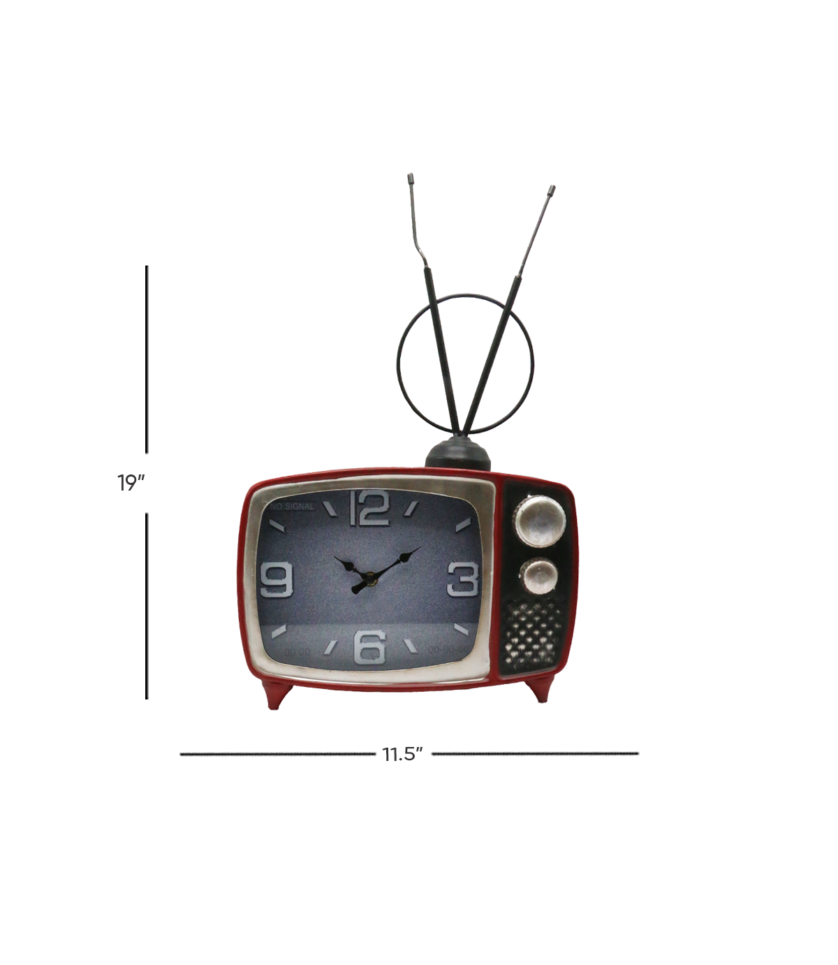 antiqe metal television table clock 19"x11.5 d051b