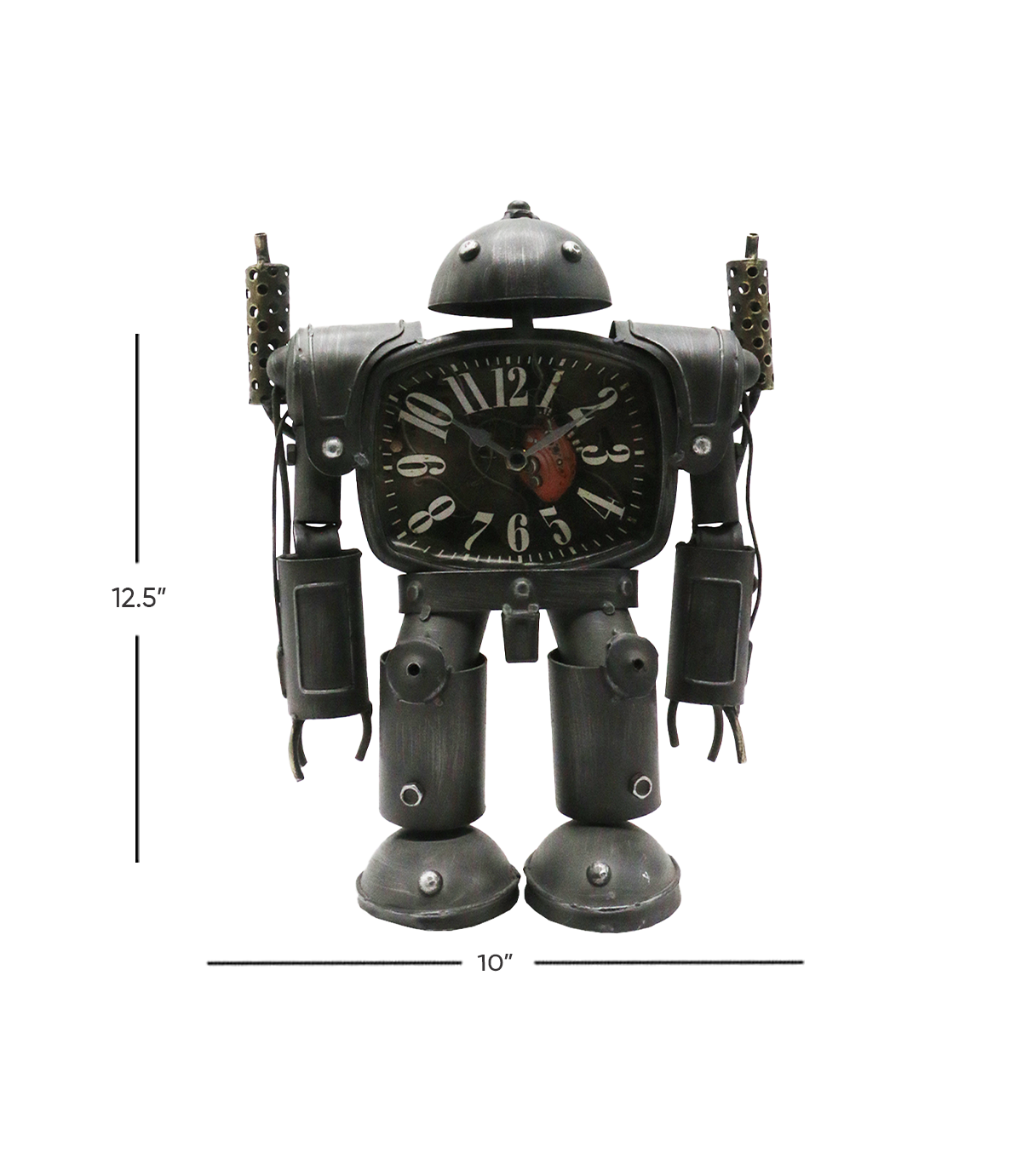 antiqe look metal clock & robot 12.5"x10" china 061a