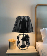 table lamp metal black flower 16"x11" china d652