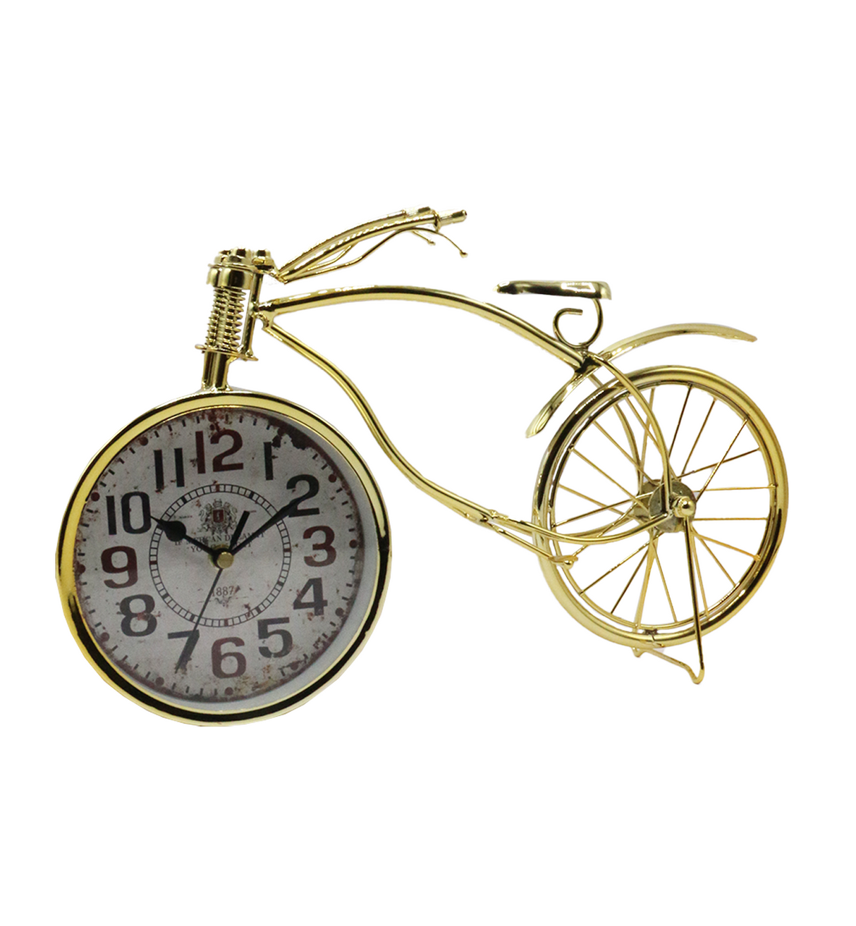 fancy golden bicycle & table clock 8.5"x13.5" d1902