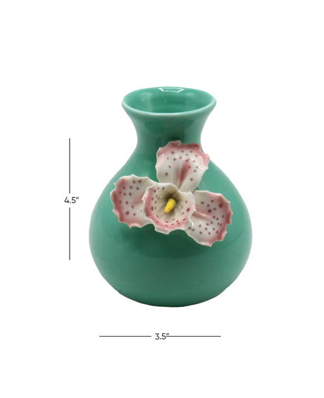 ceramic vase embosed 4.5''x3.5" china d102