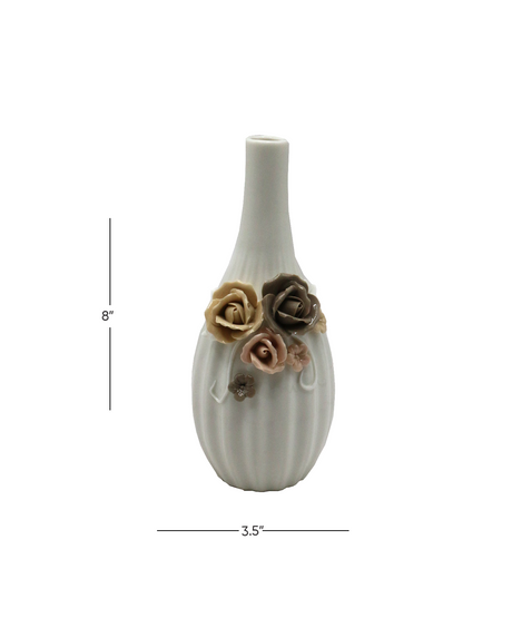 ceramic vase embosed 8''x3.5" china d111