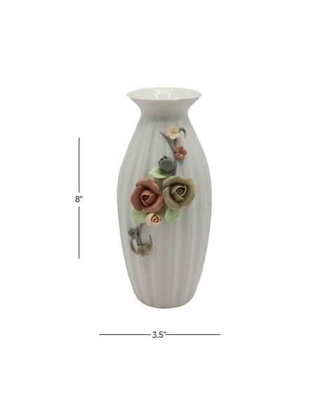 ceramic vase embosed 8''hx3.5" china d112