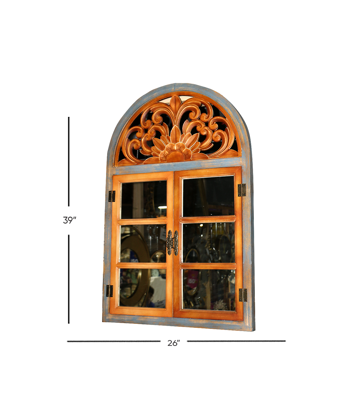 unique wood work wall decor window & mirror 39''x26'' china