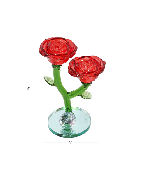 crystal 2 flower red rose 6"x4 3561 china