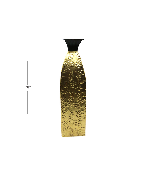 metal gold & black vase 19''h china d259