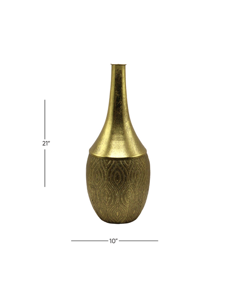 metal gold texture vase 21''hx10"w china d287