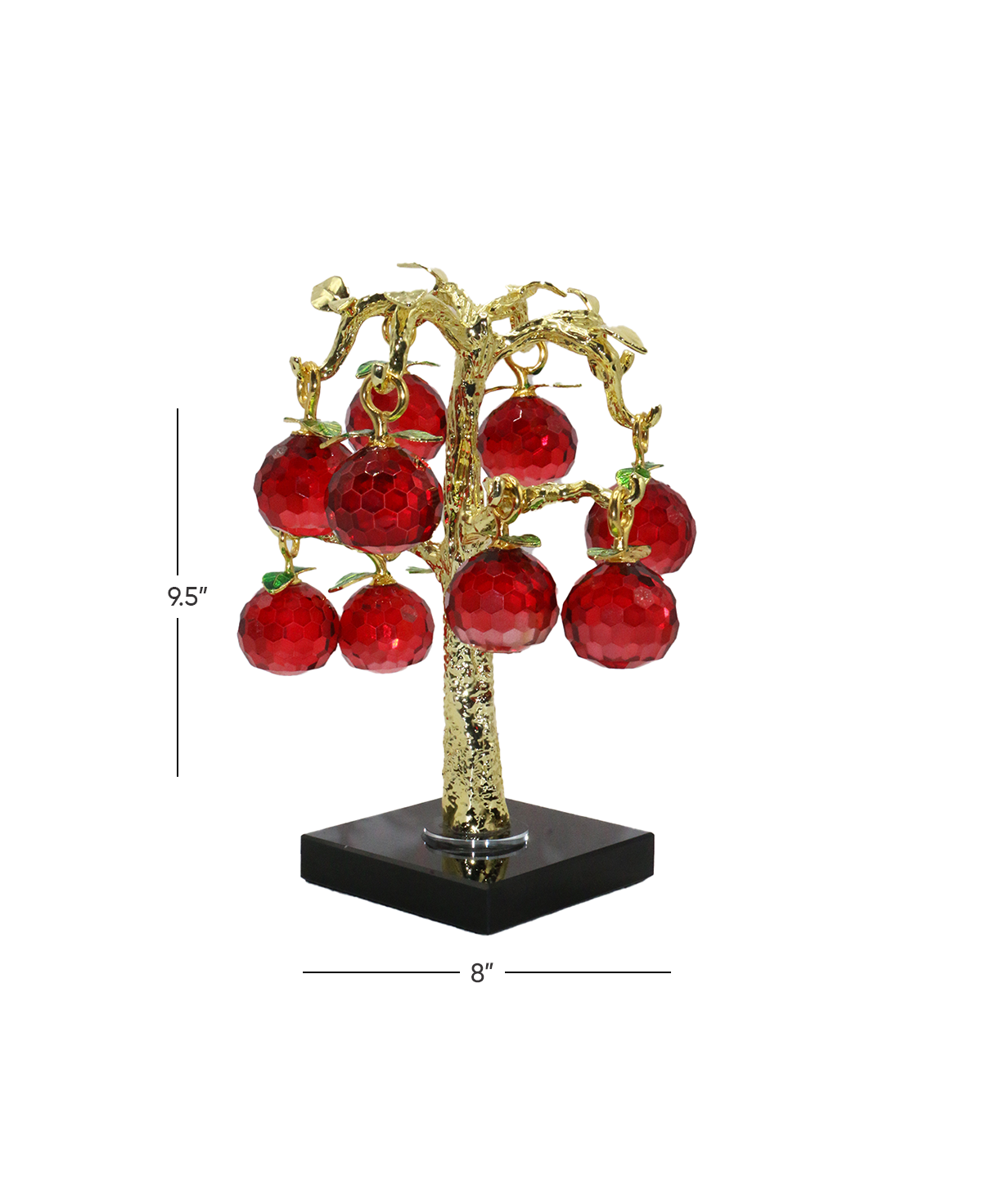 gold metallic tree & red crystal apple 9.5"x8" china 4149-5