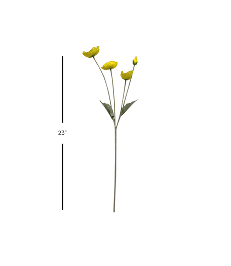 yellow poppy flower branch 23" china d304