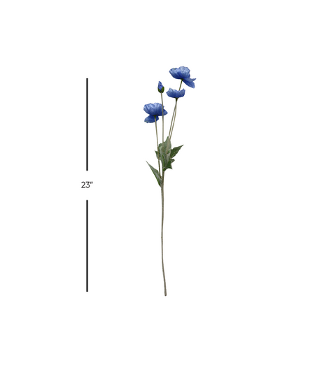 blue poppy flower branch 23" china d306