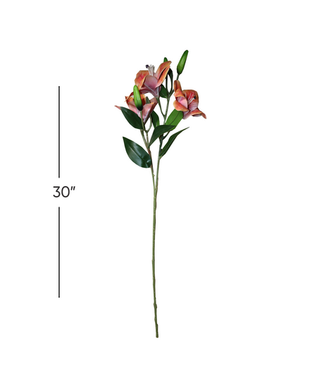 orange lily flower branch 30" china d334