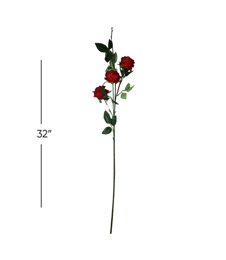 red rose flower branch 32" china d335