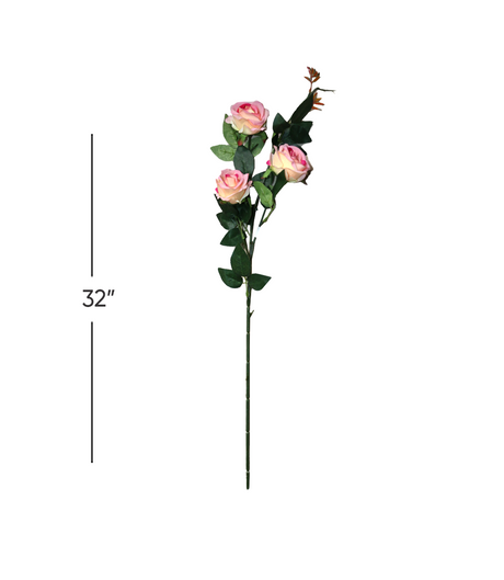 pink rose flower branch 32" china d336