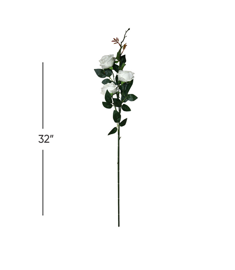 white rose flower branch 32" china d337