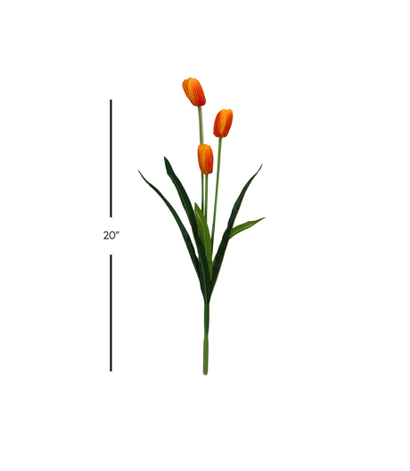 orange tulip flower branch 20" china d340