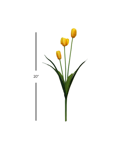 yellow tulip flower branch 20" china d341