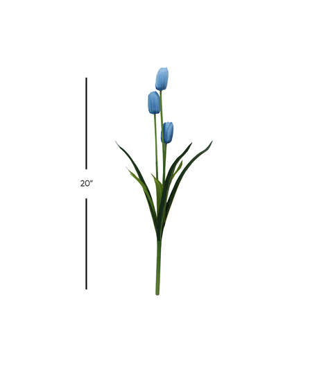 blue tulip flower branch 20" china d345